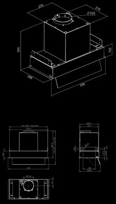Вытяжка встраиваемая Prato Inox - Нержавеющая сталь - Технический чертеж