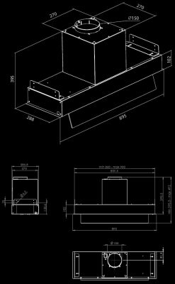 Вытяжка встраиваемая Prato Inox - Нержавеющая сталь - Технический чертеж 2