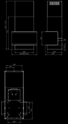 Вытяжка пристенная C-Shelf Black-White - Черный мат - Технический чертеж