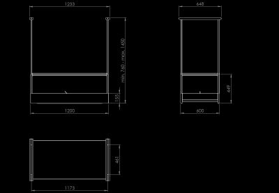Вытяжка островная Alvar Glass Black Matt - Черный мат - Технический чертеж