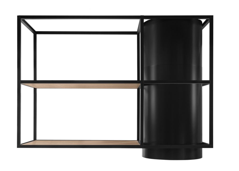 Вытяжка островная Tubo Cage Asymmetric Wood Black Matt - Черный мат - zdjęcie produktu 4