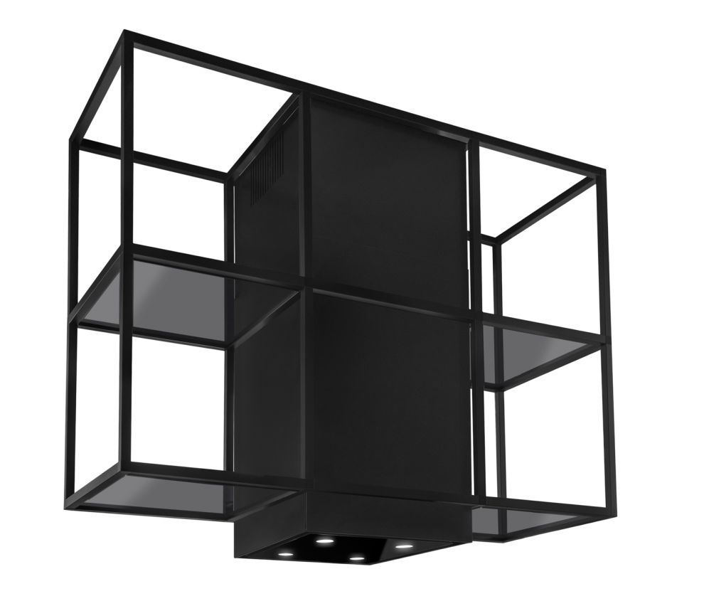 Вытяжка островная Quadro Cage Central Glass Black Matt - Черный мат - zdjęcie produktu 2