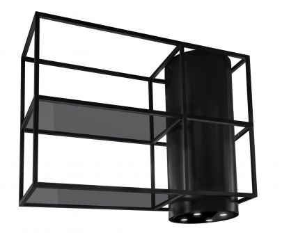 Вытяжка островная Tubo Cage Asymmetric Glass Black Matt - Черный мат - 120 см