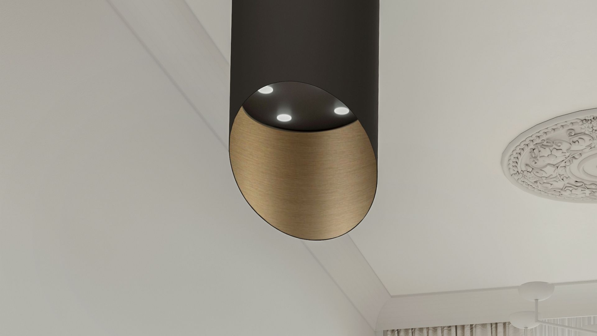 Вытяжка островная Hiro Color Black-Gold - Black Matt/Gold - Визуализации 3
