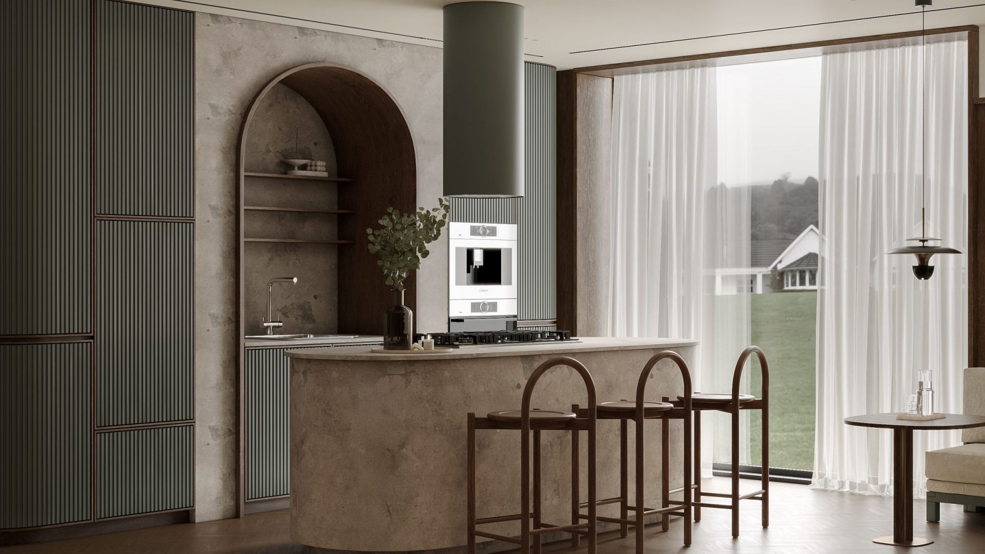 Вытяжка островная Cylindro Eco Eucalyptus - Эвкалипт - Визуализации 2