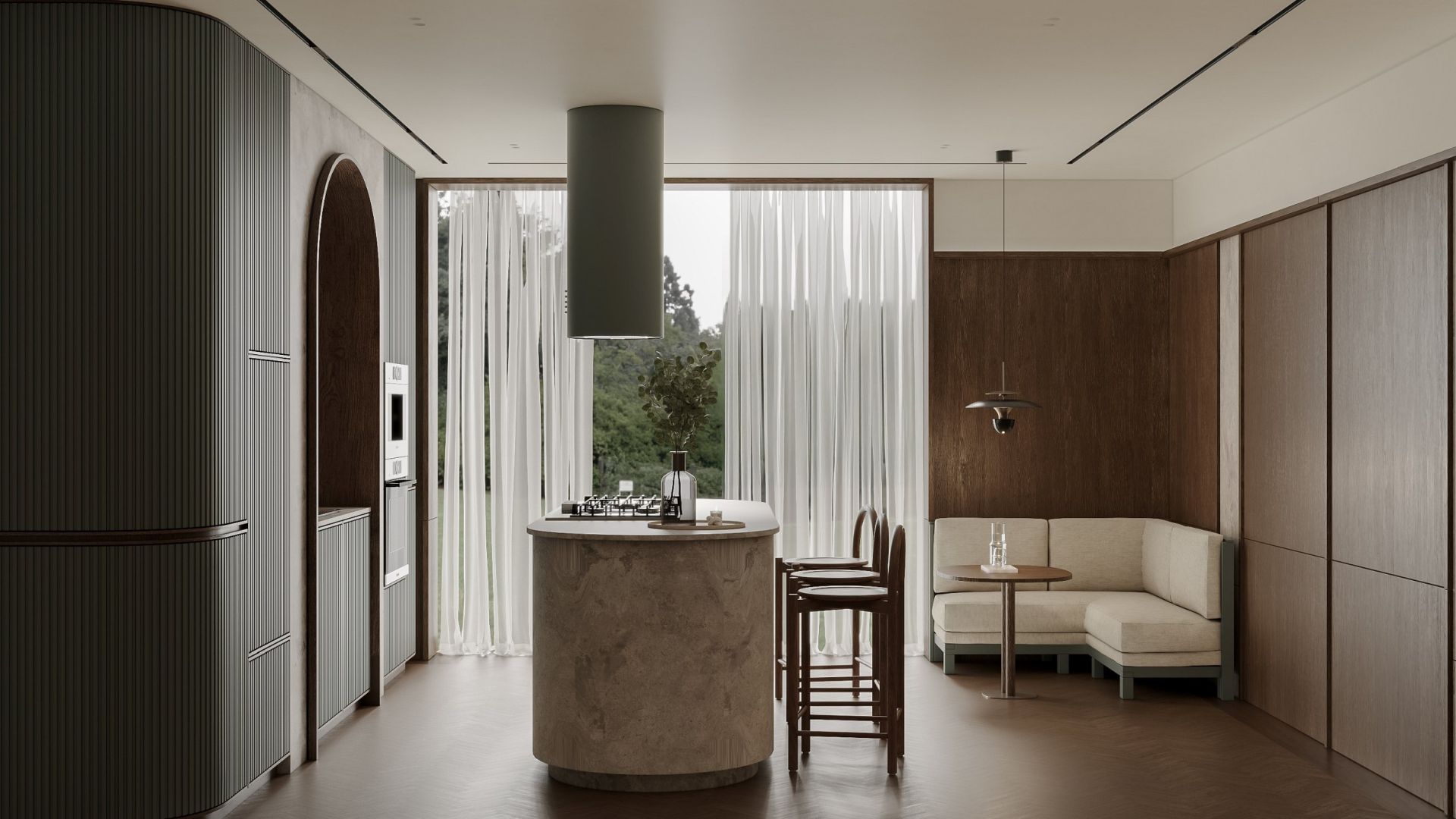 Вытяжка островная Cylindro Eco Eucalyptus - Эвкалипт - Визуализации 3