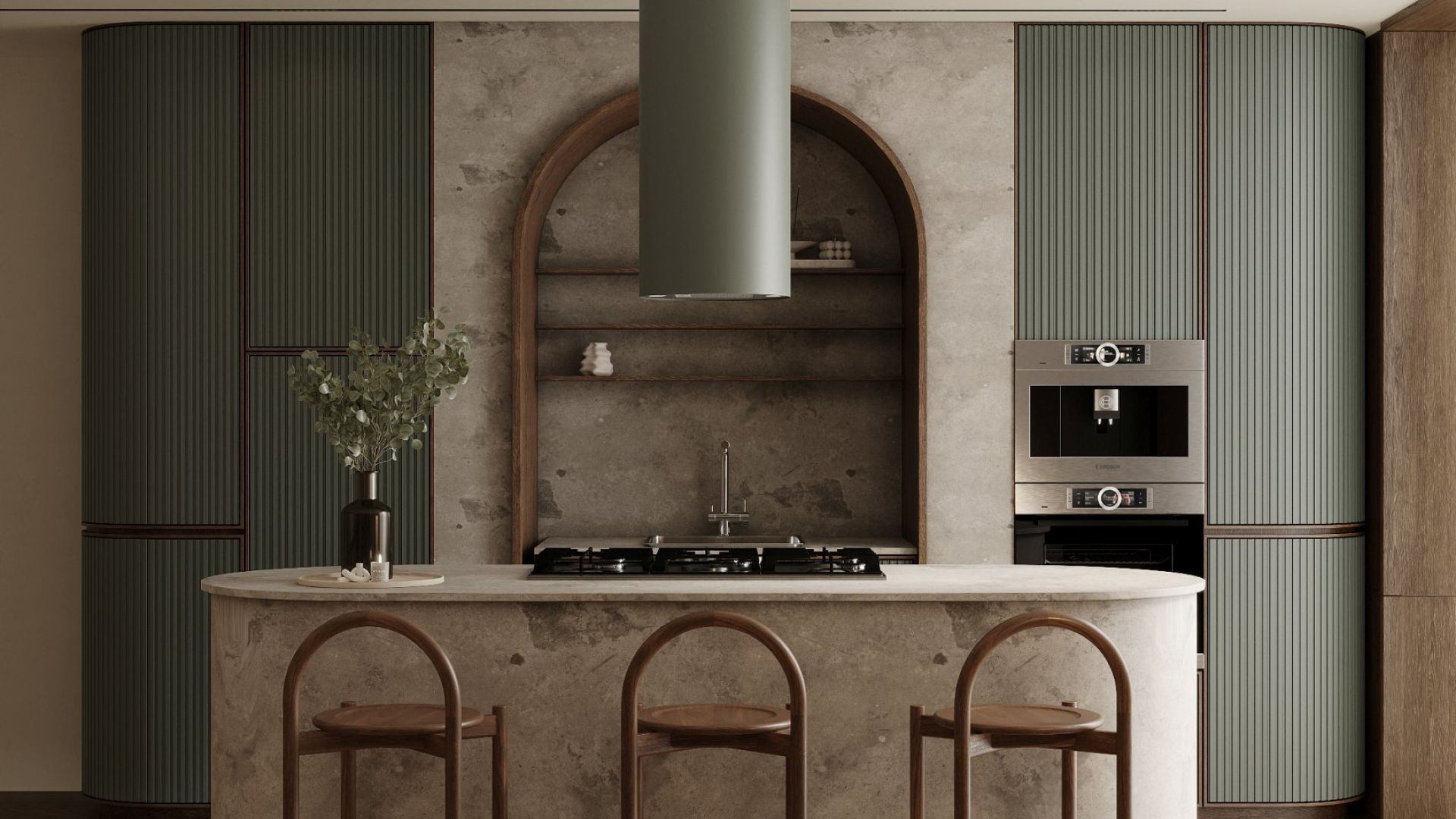 Вытяжка островная Cylindro Eco Eucalyptus - Эвкалипт - Визуализации