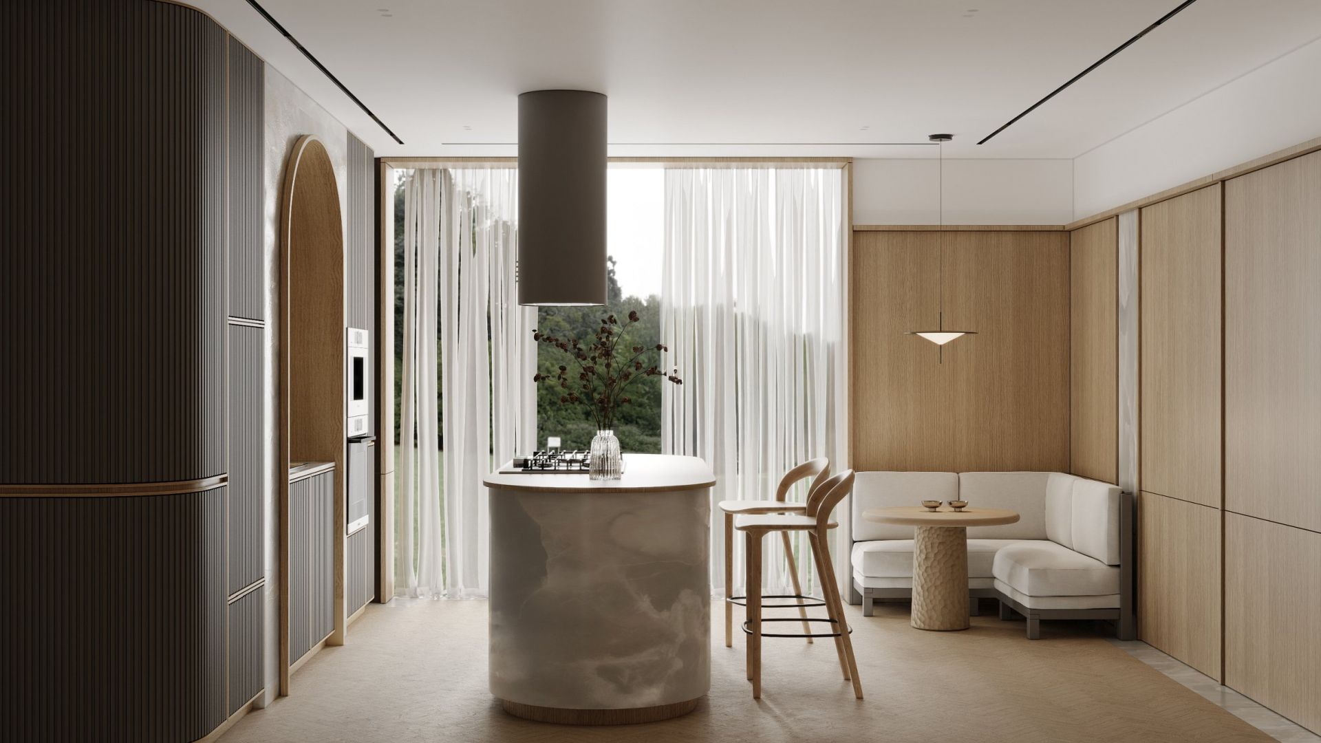 Вытяжка островная Cylindro Eco Taupe - Таупе - Визуализации 3