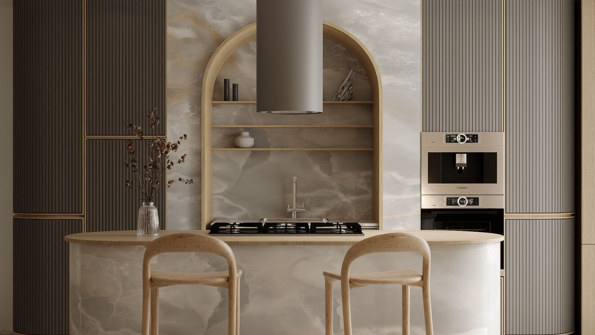 Вытяжка островная Cylindro Eco Taupe - Таупе - Визуализации 2