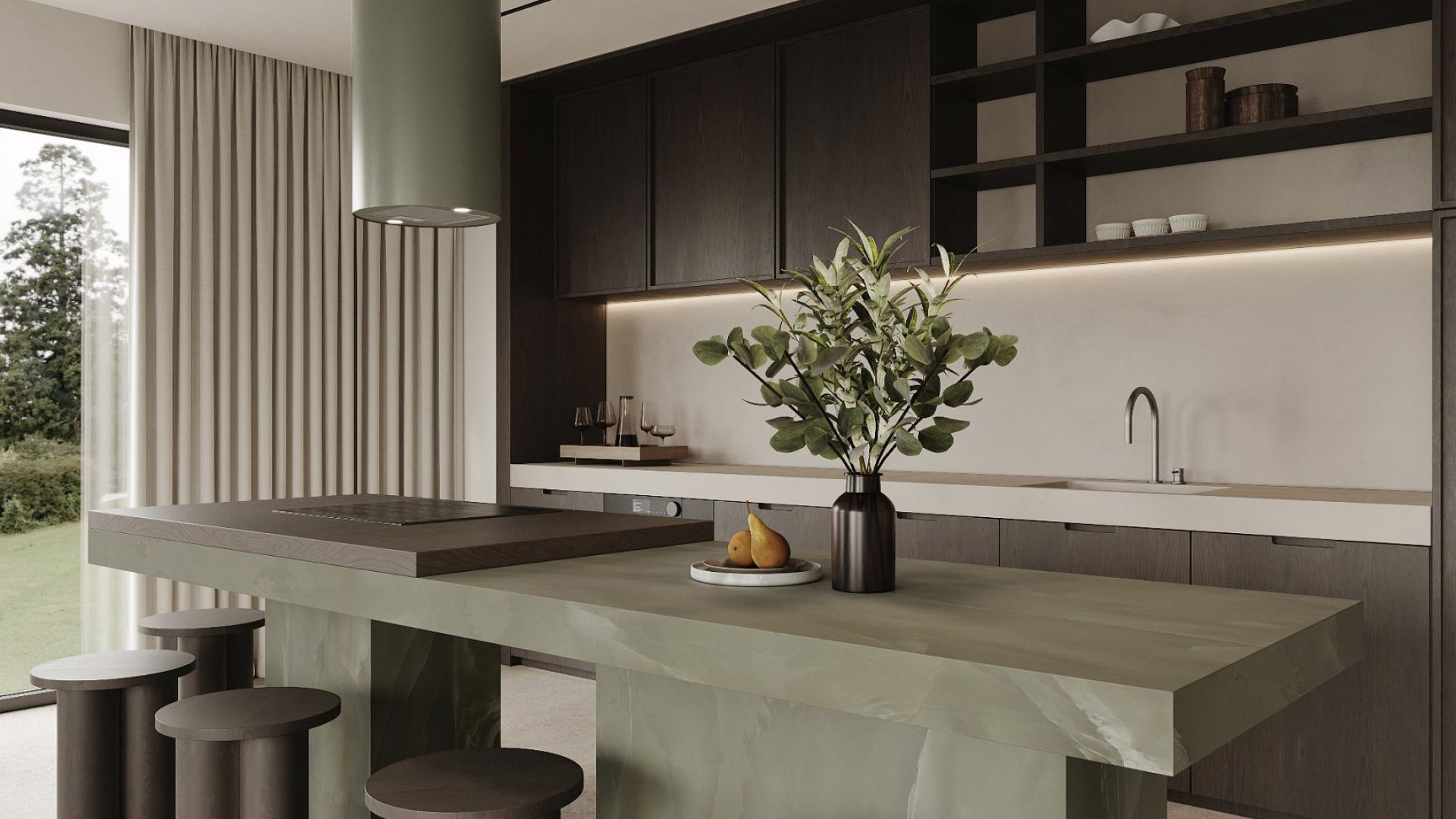 Вытяжка островная Cylindro Eucalyptus - Эвкалипт - Визуализации 4