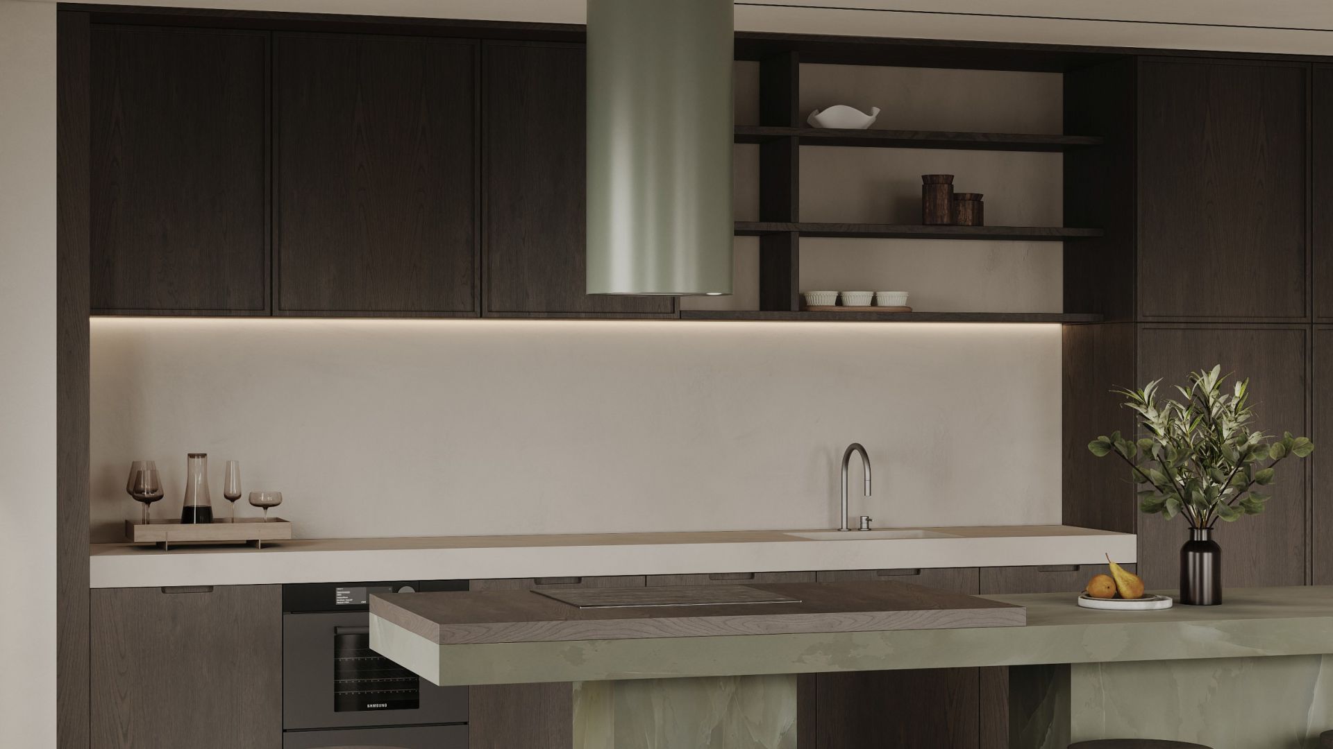 Вытяжка островная Cylindro Eucalyptus - Эвкалипт - Визуализации 3