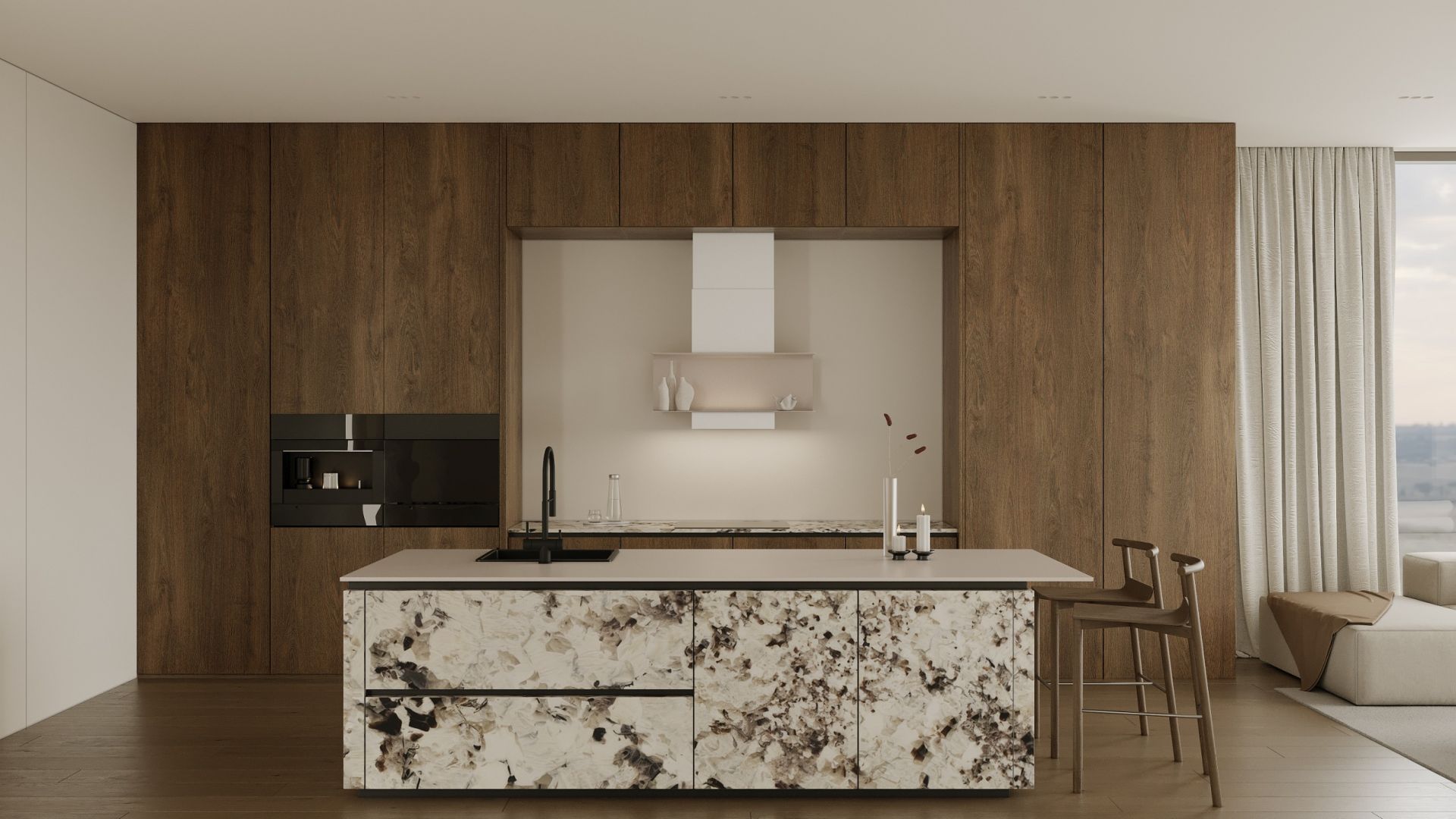 Вытяжка пристенная C-Shelf White-Kashmir - Белый матт/Кашемир - Визуализации 2