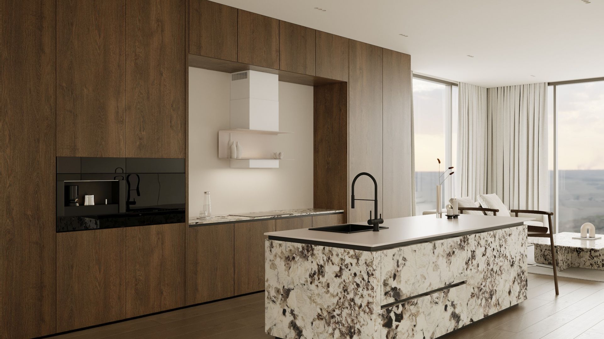 Вытяжка пристенная C-Shelf White-Kashmir - Белый матт/Кашемир - Визуализации