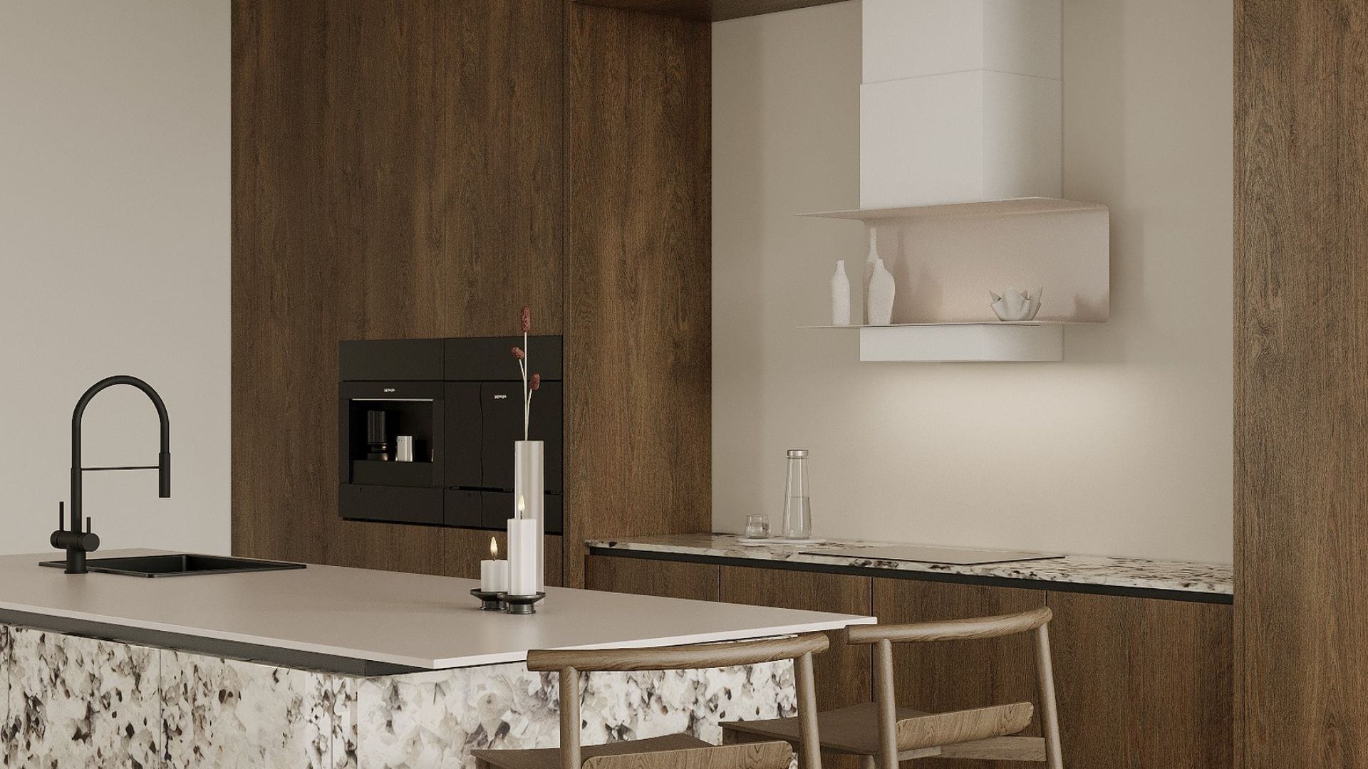 Вытяжка пристенная C-Shelf White-Kashmir - Белый матт/Кашемир - Визуализации 3