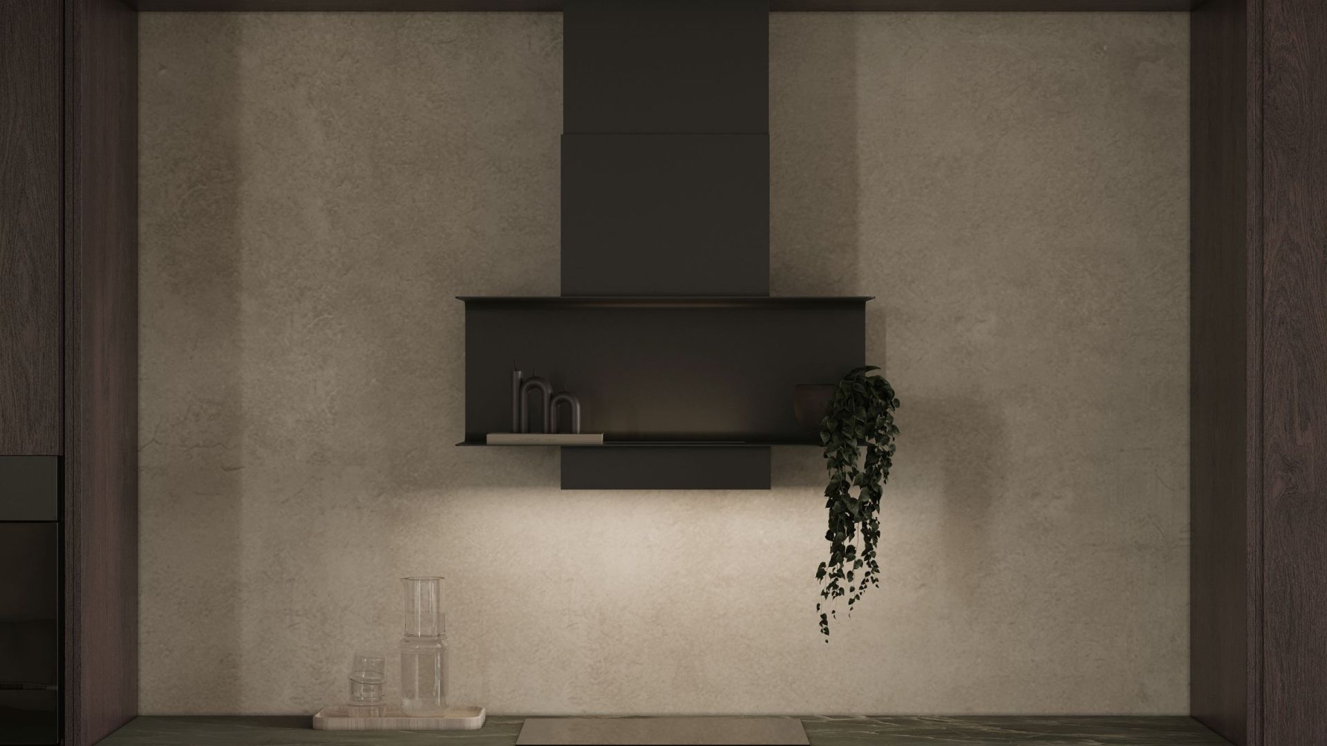 Вытяжка пристенная C-Shelf Black-Black - Черный мат - Визуализации