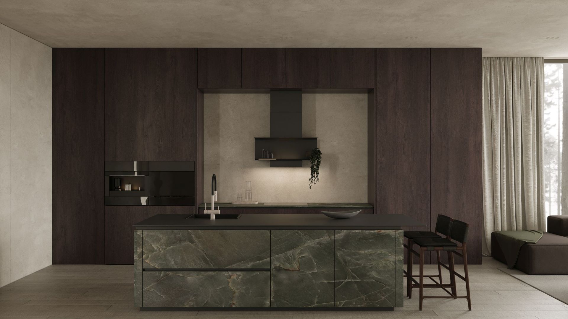 Вытяжка пристенная C-Shelf Black-Black - Черный мат - Визуализации 2