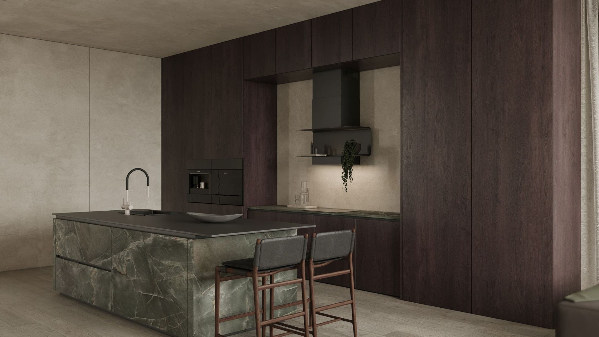 Вытяжка пристенная C-Shelf Black-Black - Черный мат - Визуализации 3