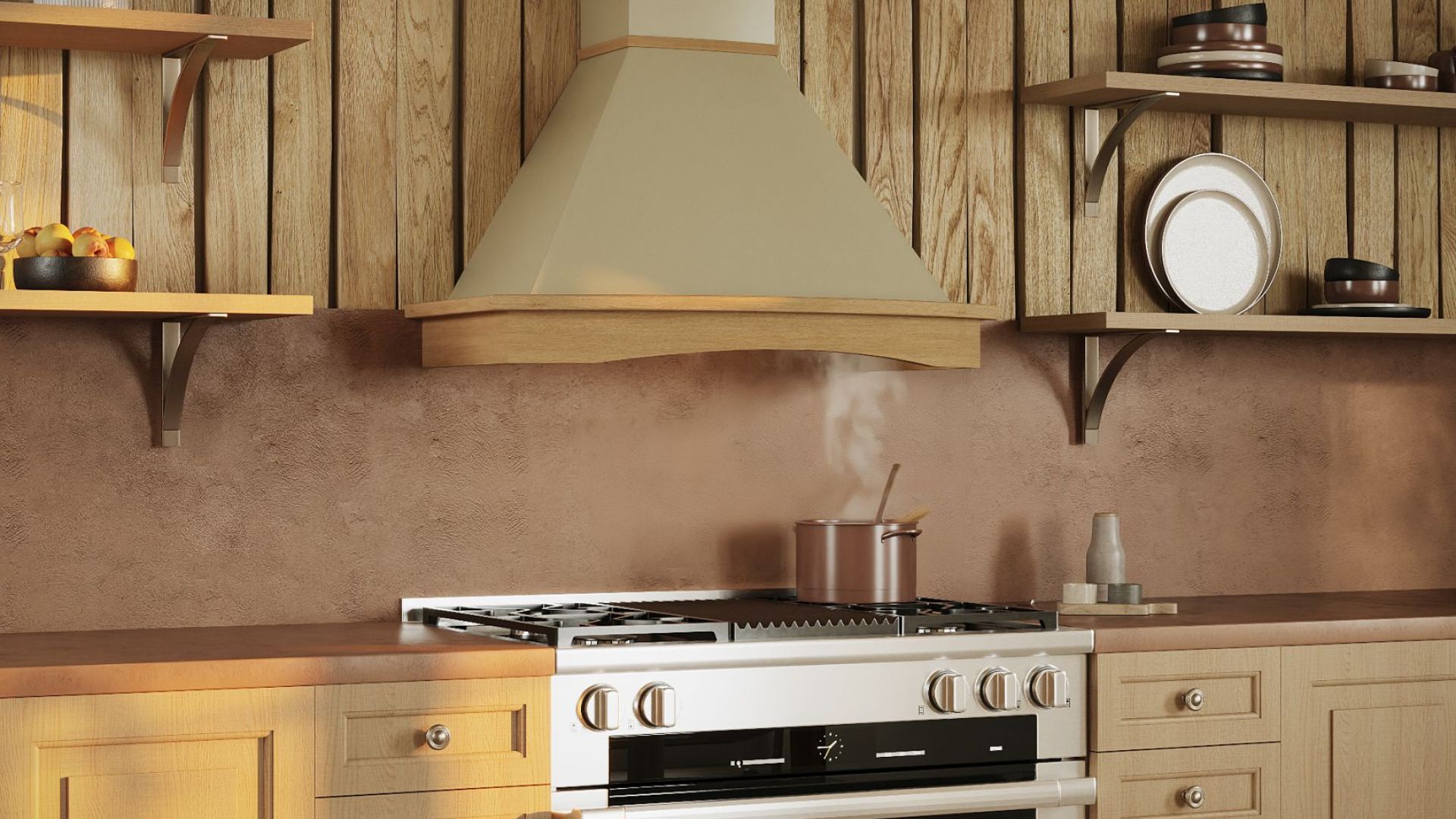 Вытяжка рустикальная Rustic Ecru Gesture Control - Бежевый - Визуализации 2