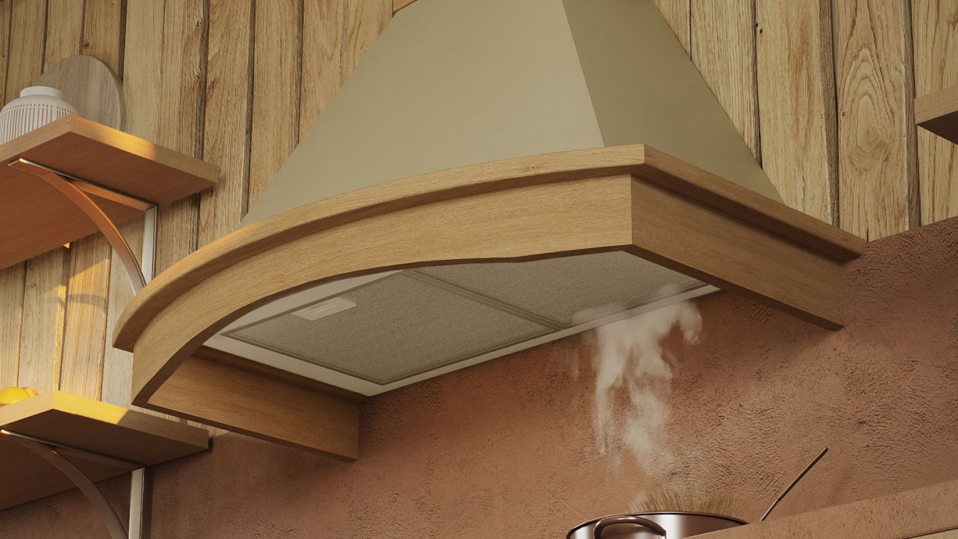 Вытяжка рустикальная Rustic Ecru Gesture Control - Бежевый - Визуализации 4