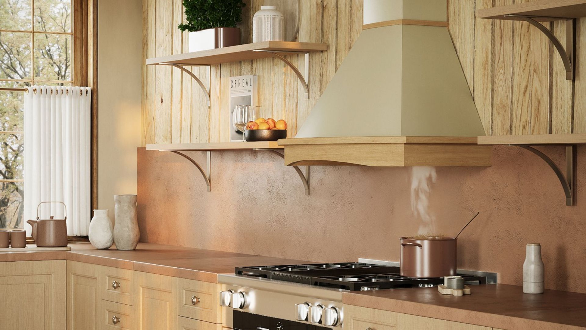 Вытяжка рустикальная Rustic Ecru Gesture Control - Бежевый - Визуализации 5