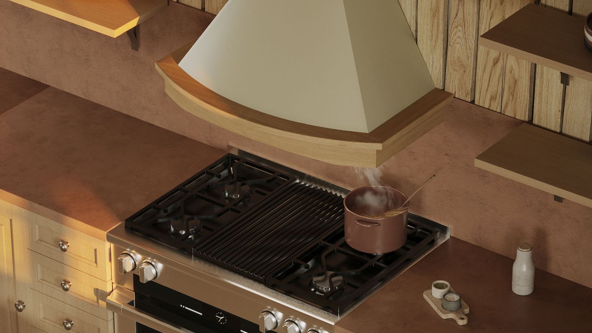 Вытяжка рустикальная Rustic Ecru Gesture Control - Бежевый - Визуализации 6