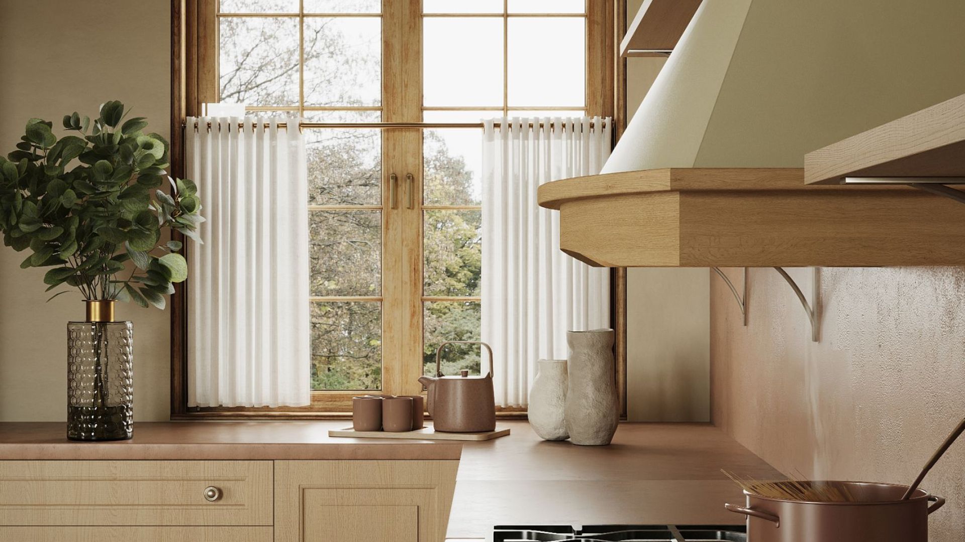 Вытяжка рустикальная Rustic Ecru Gesture Control - Бежевый - Визуализации 7