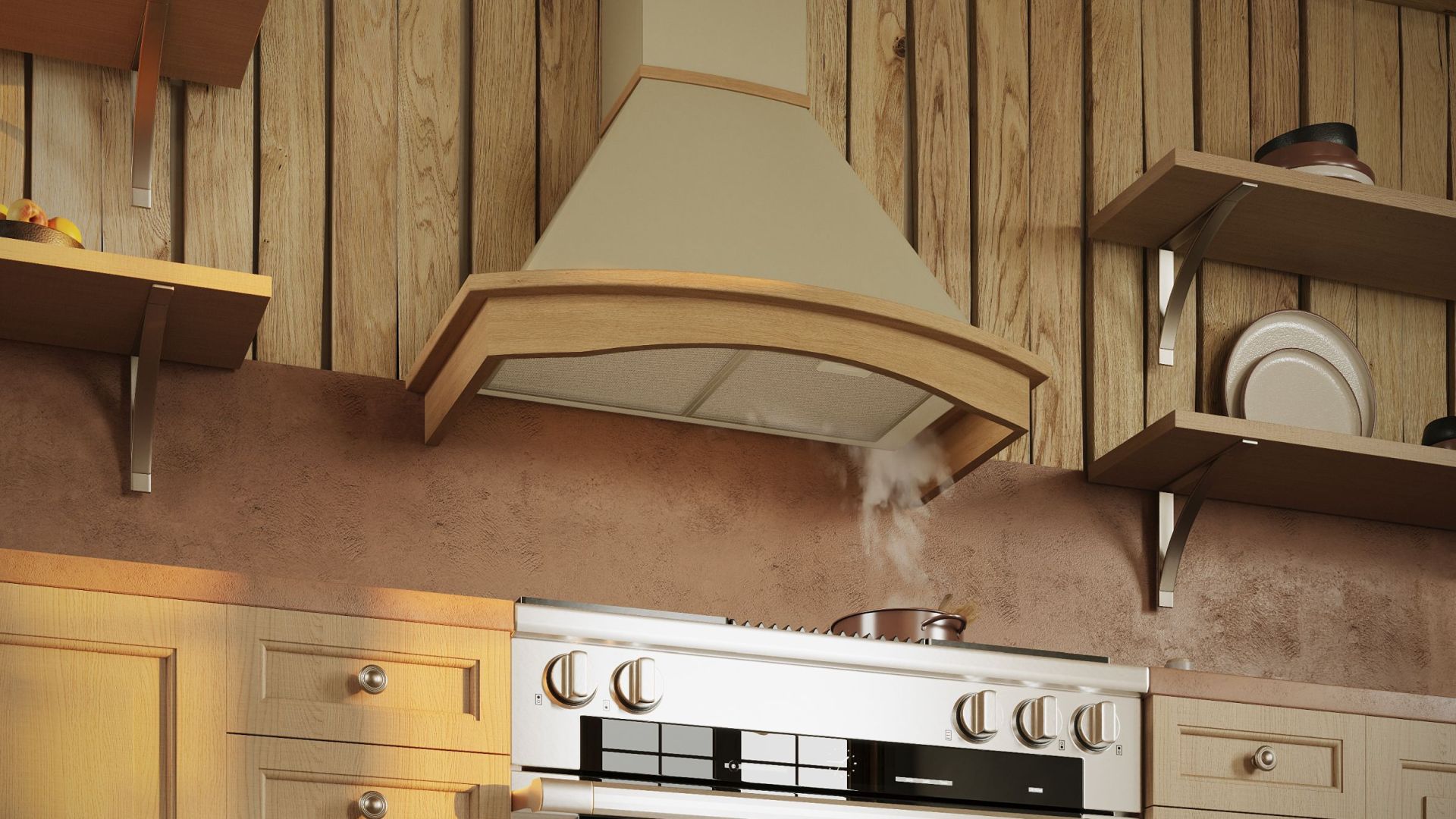 Вытяжка рустикальная Rustic Ecru Gesture Control - Бежевый - Визуализации 9
