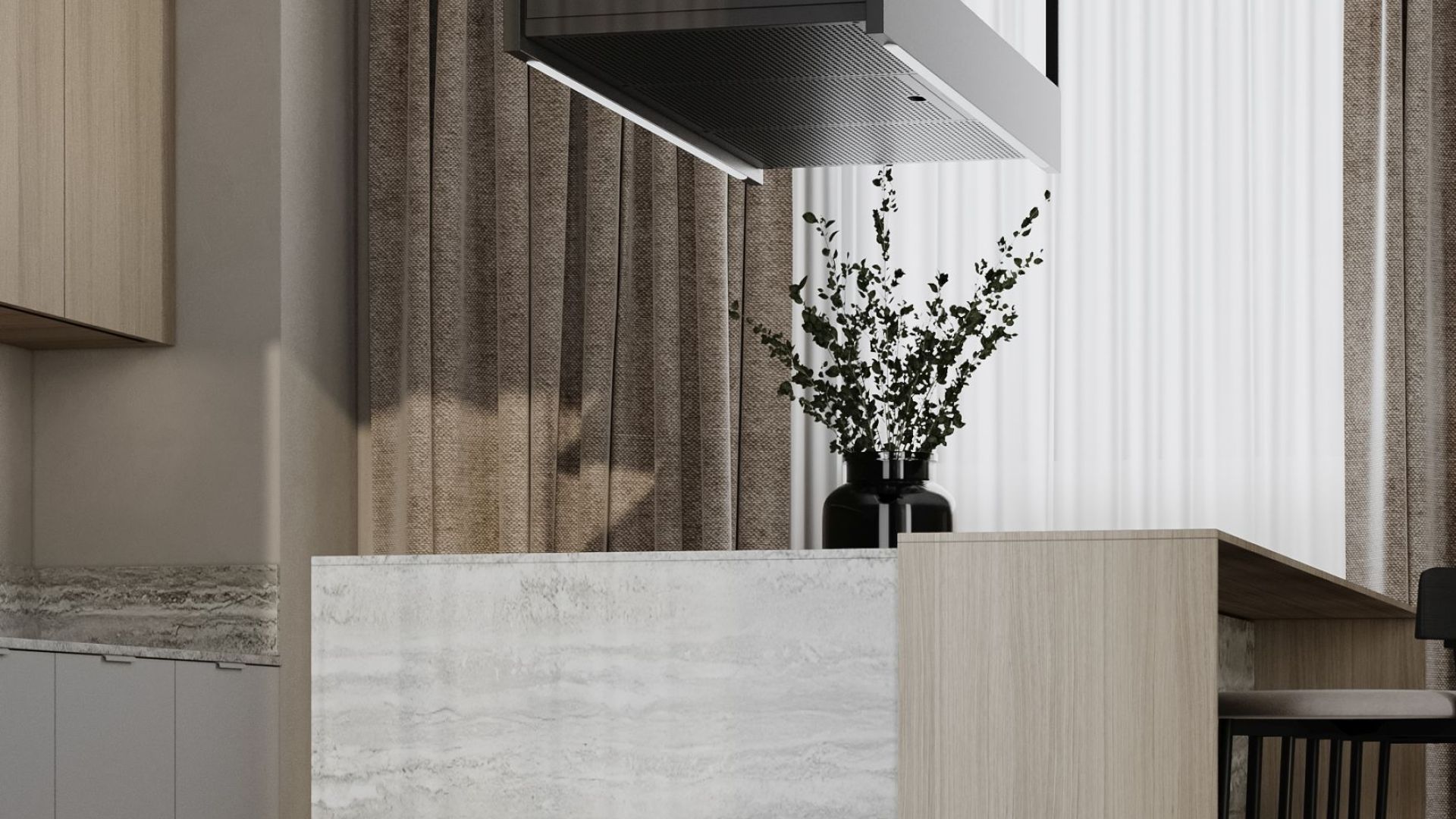 Вытяжка островная Alvar Glass Black Matt - Черный мат - Визуализации 5