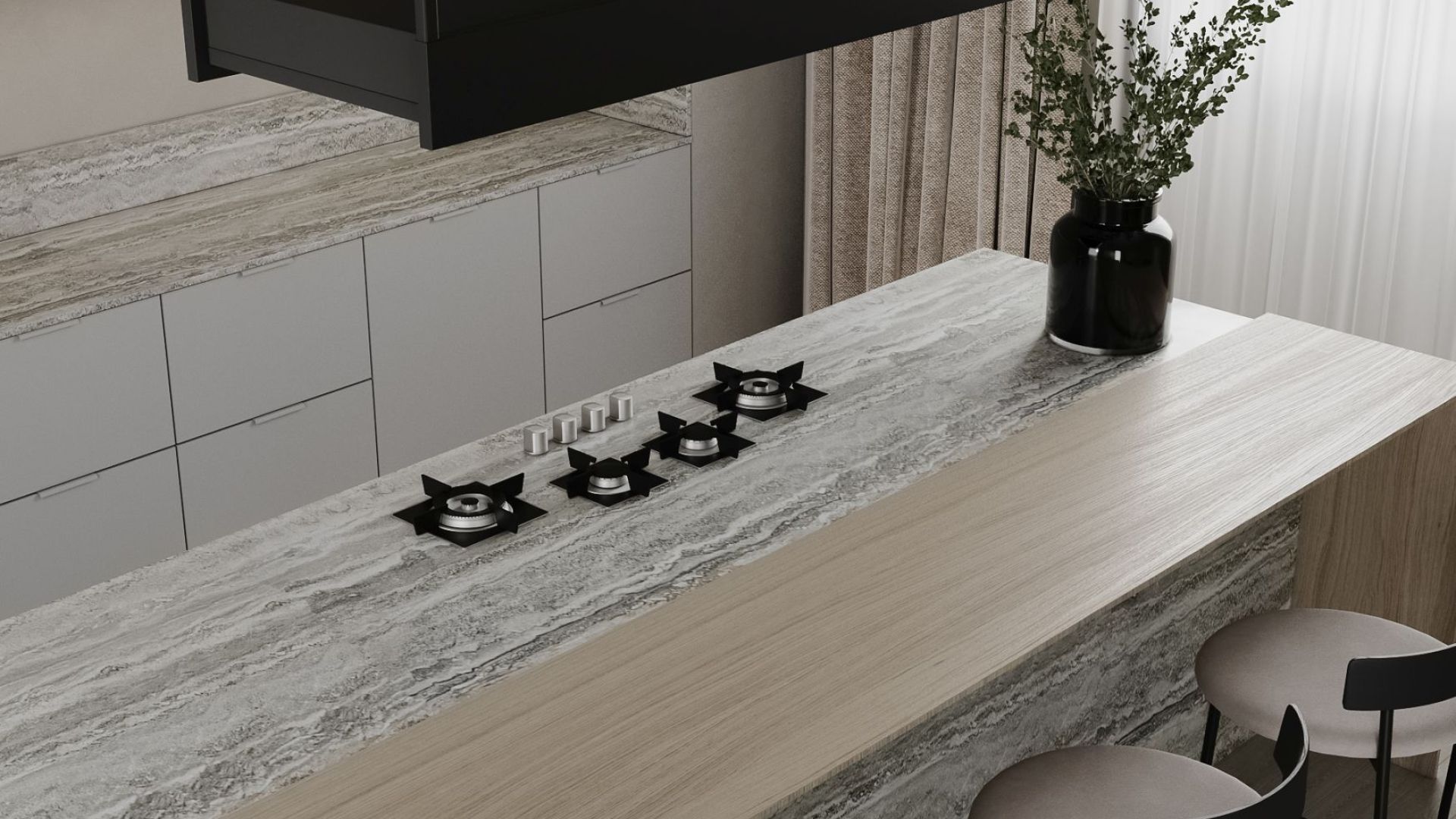 Вытяжка островная Alvar Glass Black Matt - Черный мат - Визуализации 8