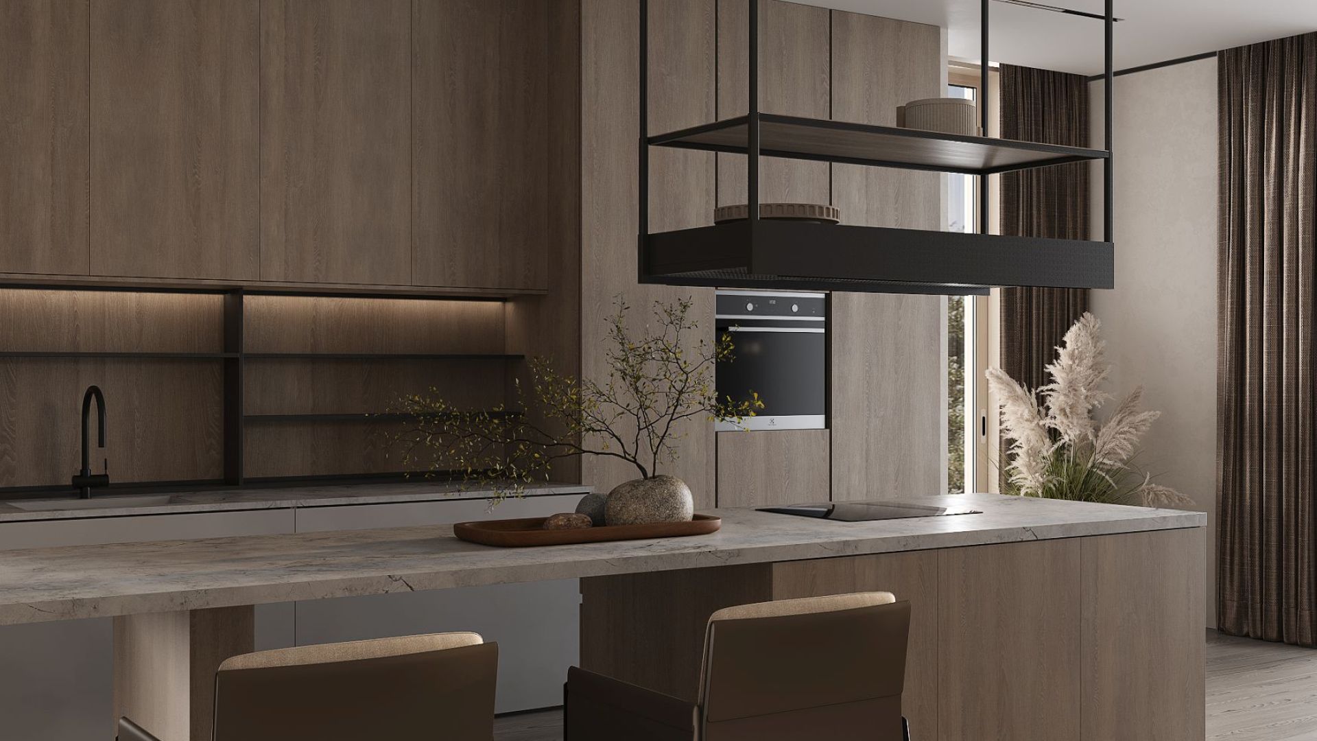 Вытяжка островная Alvar Wood Black Matt - Черный мат - Визуализации 5