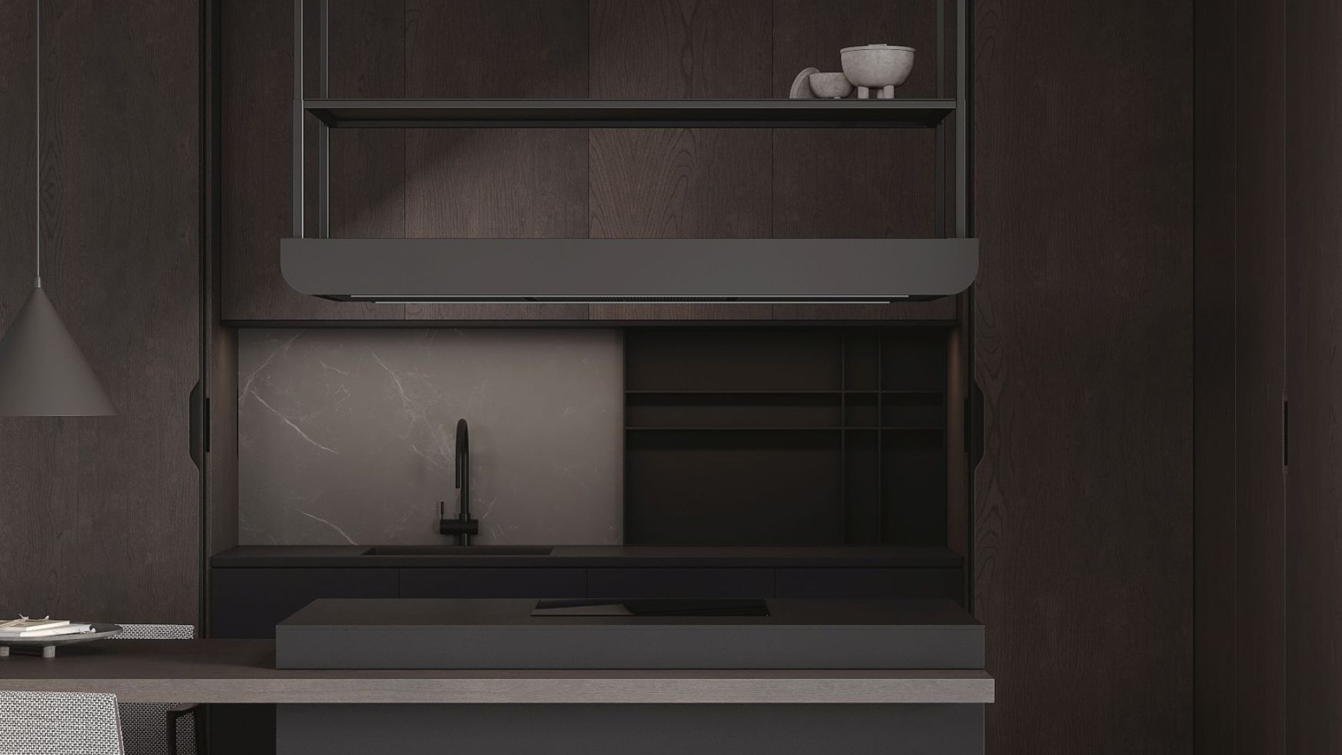 Вытяжка островная Arne Wood Black Matt - Черный мат - Визуализации 8