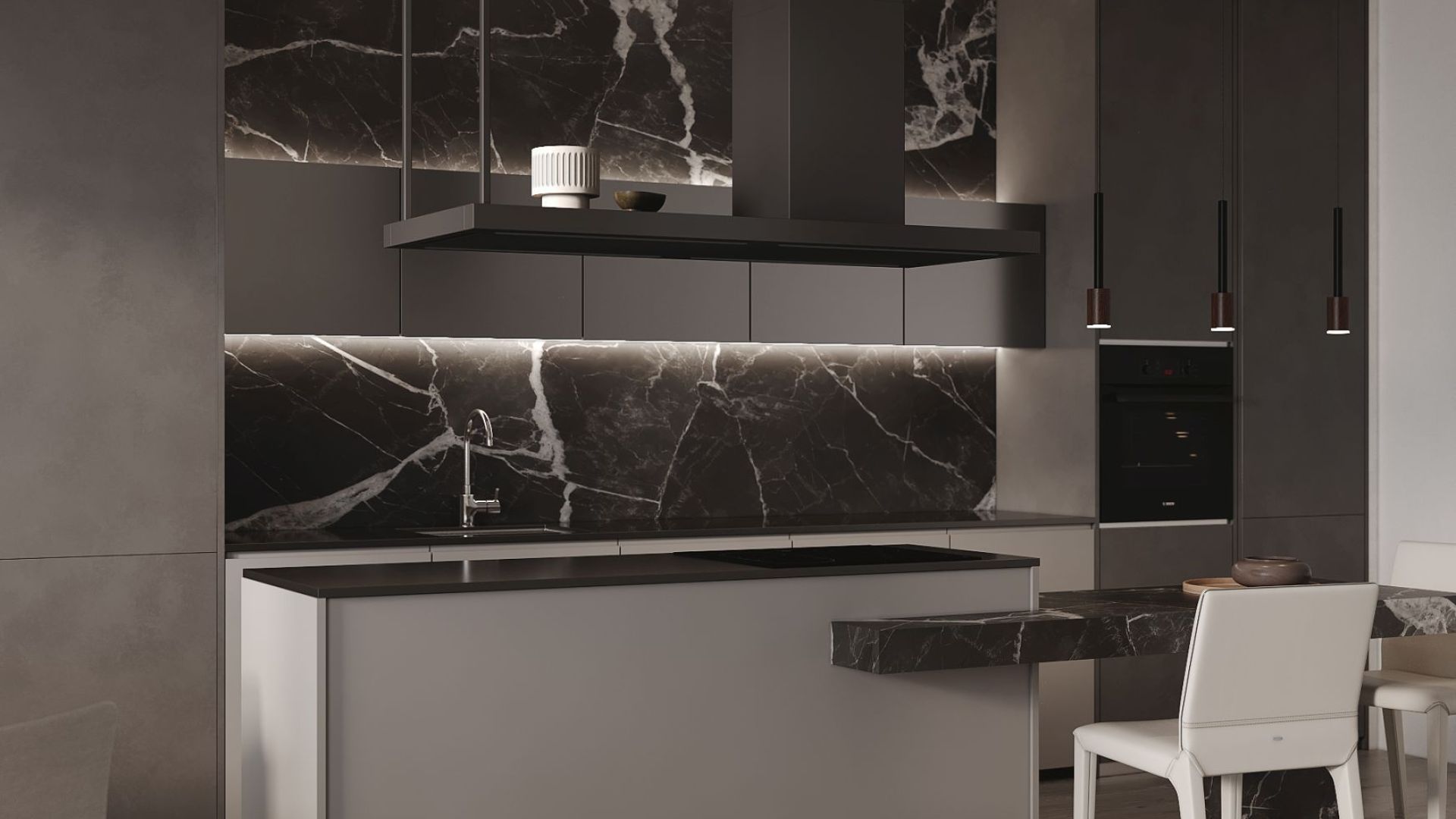 Вытяжка островная Metropolis Black Matt - Черный мат - Визуализации 2