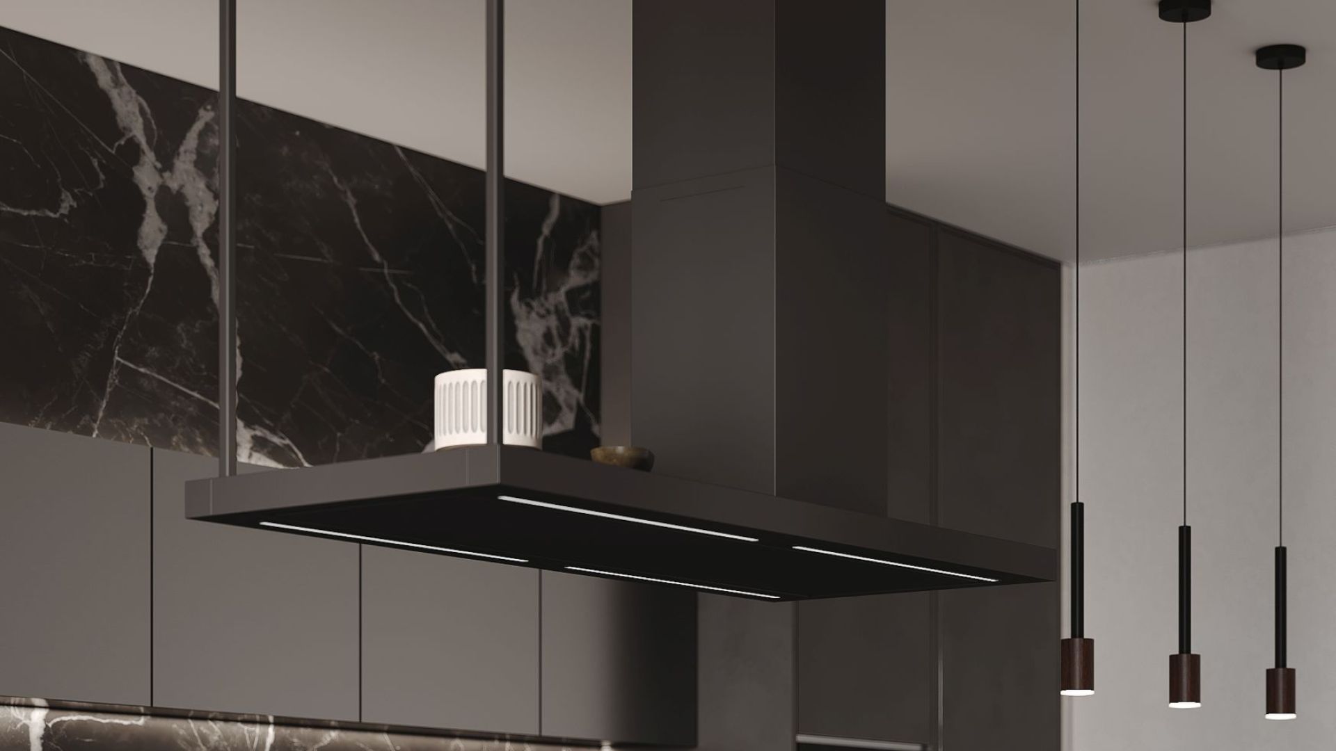 Вытяжка островная Metropolis Black Matt - Черный мат - Визуализации 3