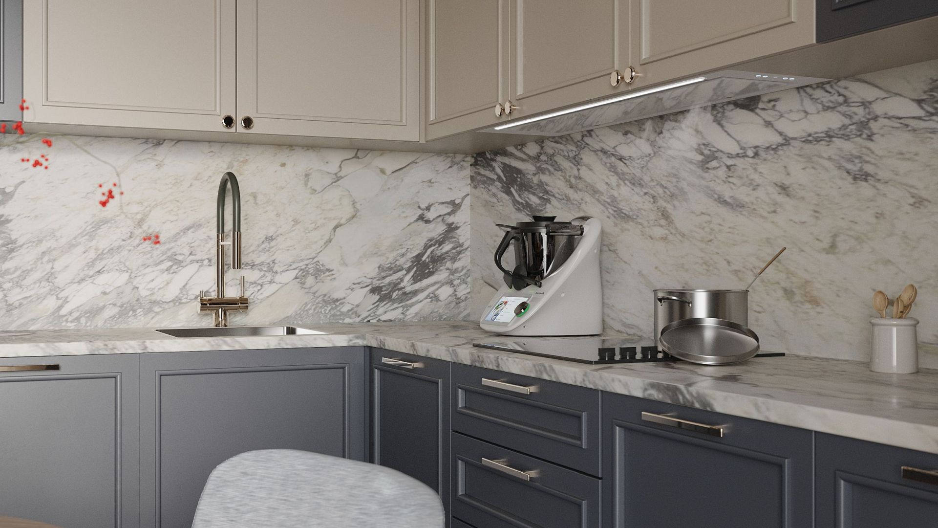 Вытяжка встраиваемая Micra White Matt 120 cm - Белый матовый - Визуализации