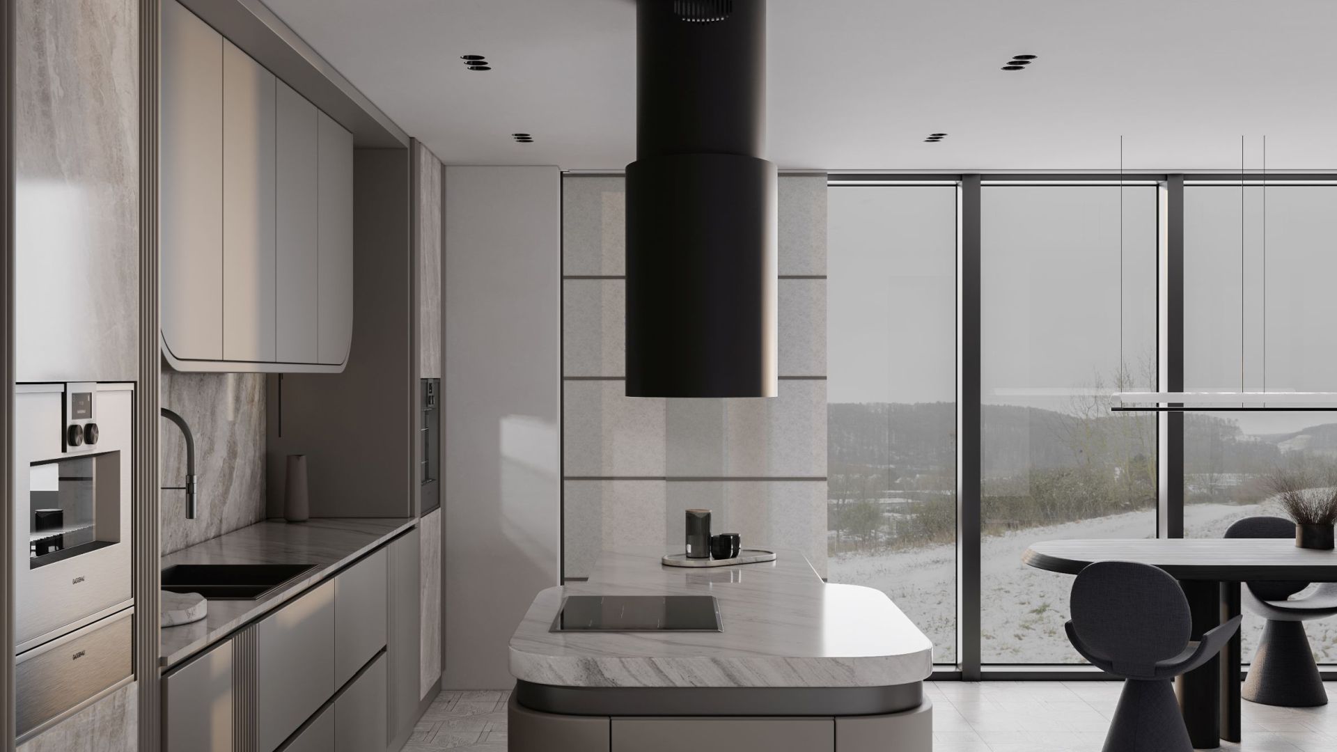 Вытяжка островная Oval Black Matt - Черный мат - Визуализации 5