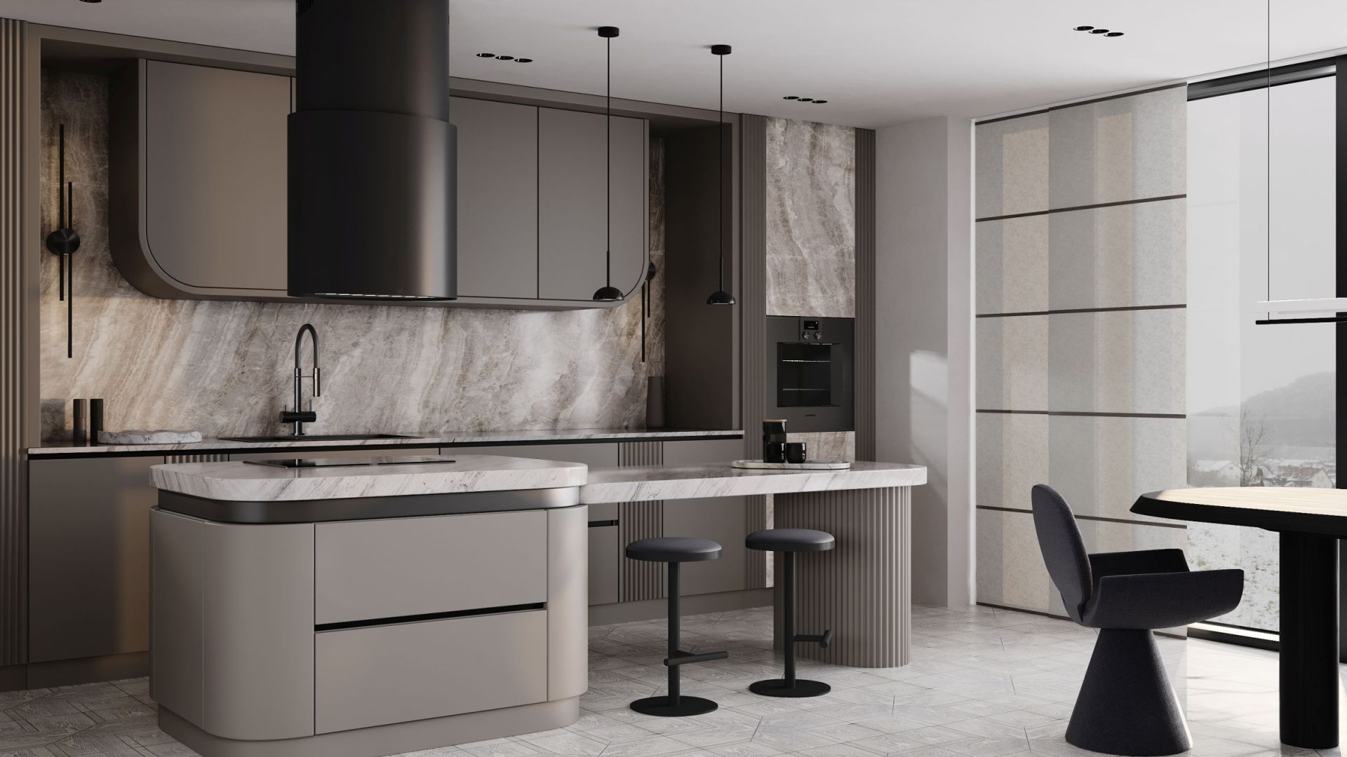 Вытяжка островная Oval Black Matt - Черный мат - Визуализации 6