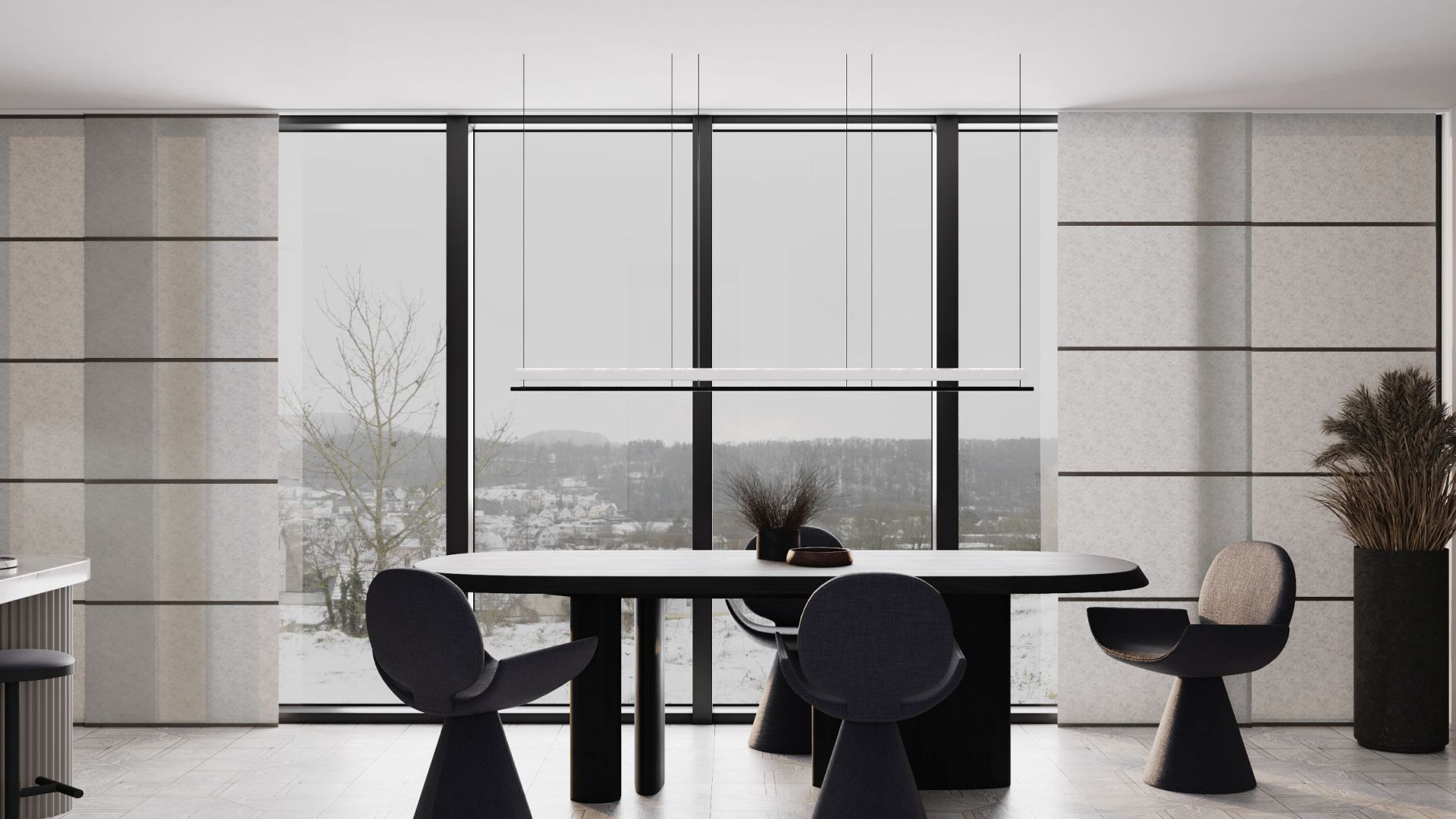 Вытяжка островная Oval Black Matt - Черный мат - Визуализации 3