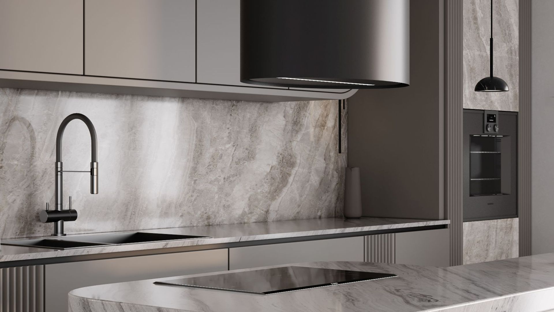 Вытяжка островная Oval Black Matt - Черный мат - Визуализации 7