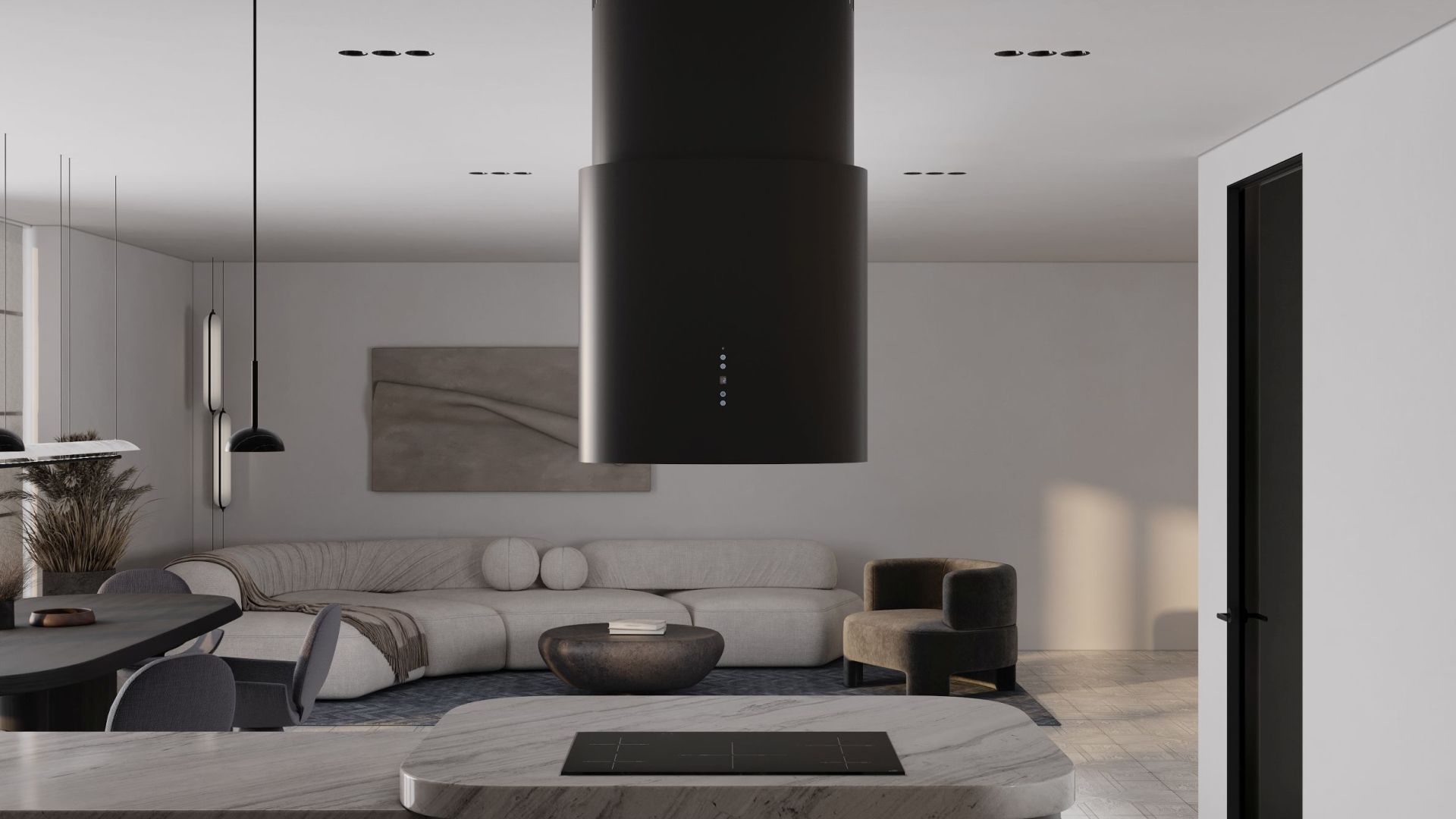 Вытяжка островная Oval Black Matt - Черный мат - Визуализации 8