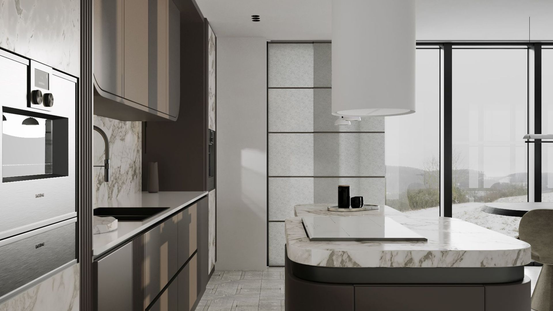 Вытяжка островная Oval White Matt - Белый матовый - Визуализации 4