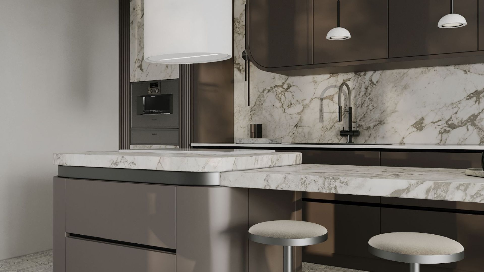 Вытяжка островная Oval White Matt - Белый матовый - Визуализации 5