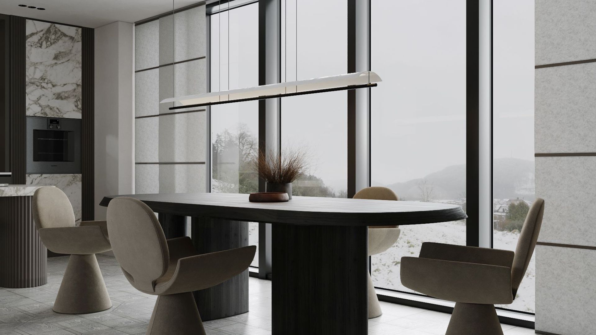 Вытяжка островная Oval White Matt - Белый матовый - Визуализации 6