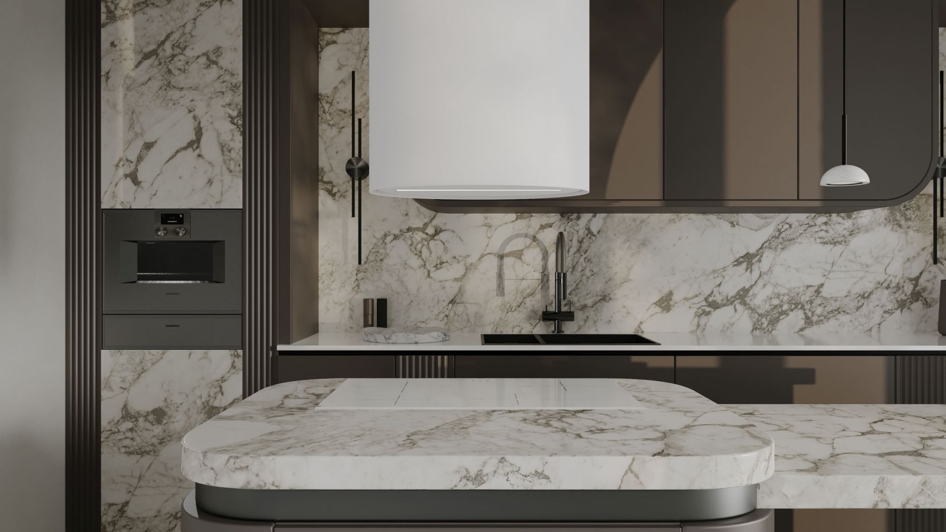 Вытяжка островная Oval White Matt - Белый матовый - Визуализации 9