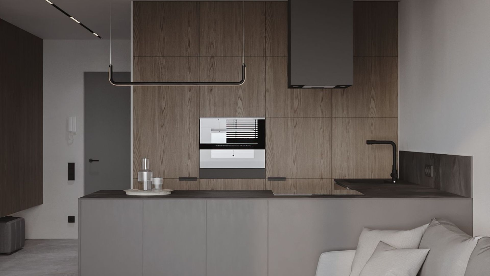 Вытяжка островная Quadro Black Matt - Черный мат - Визуализации 2