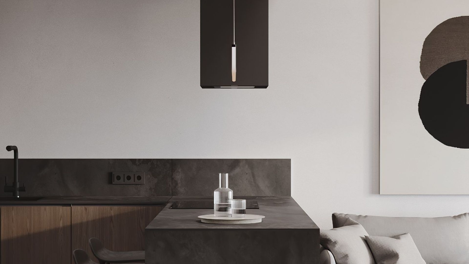 Вытяжка островная Quadro Black Matt - Черный мат - Визуализации 5