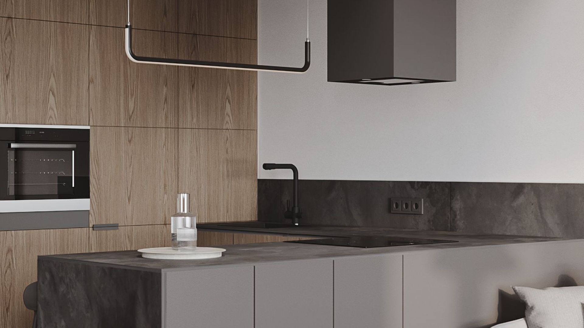 Вытяжка островная Quadro Black Matt - Черный мат - Визуализации 6