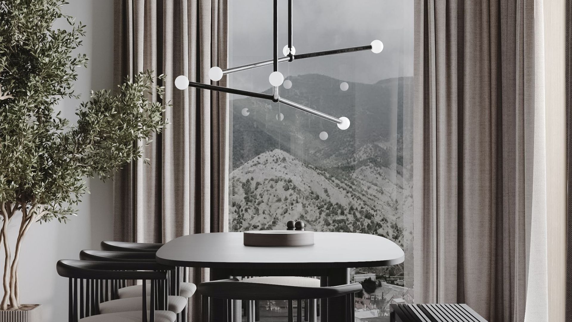 Вытяжка островная Quadro Cage Asymmetric Glass Black Matt - Черный мат - Визуализации 5