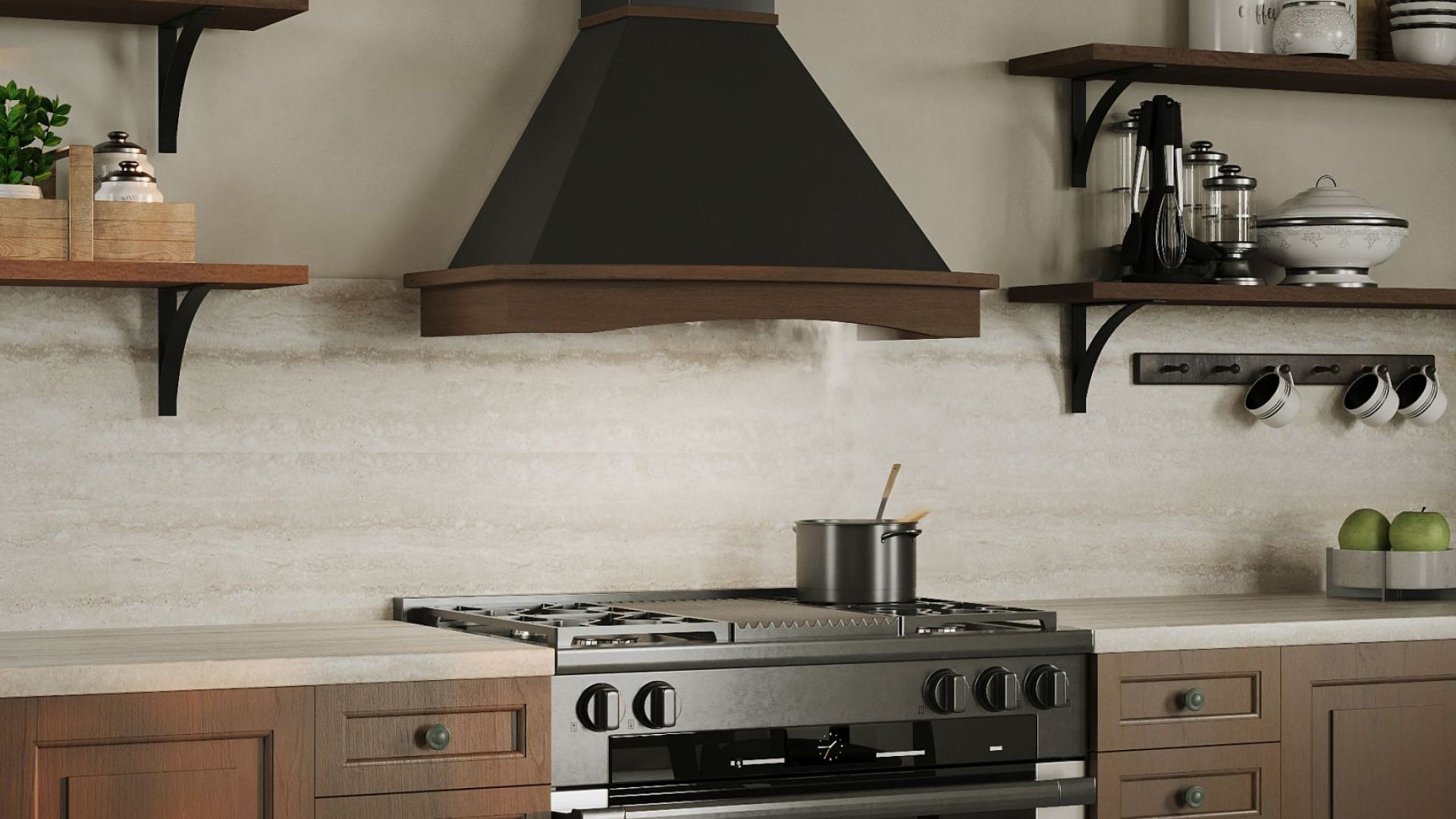 Вытяжка рустикальная Rustic Black Matt - Черный мат - Визуализации