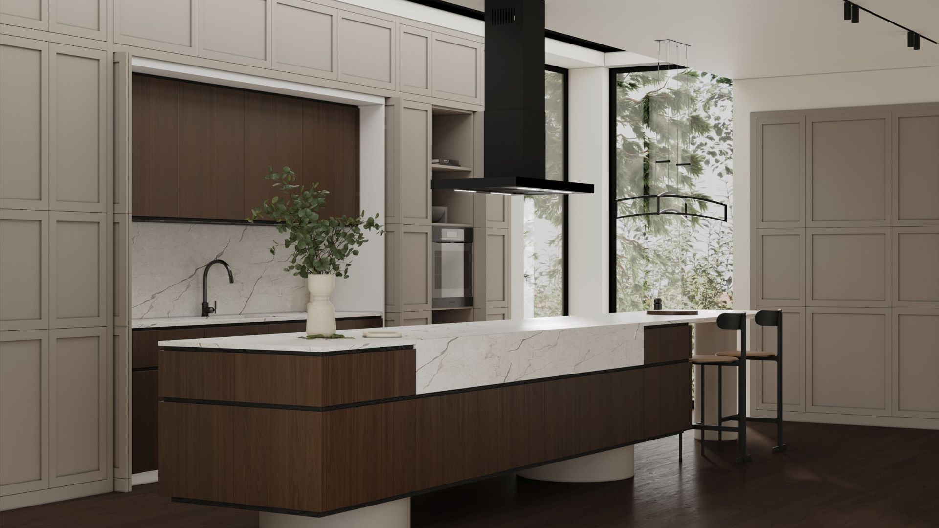 Вытяжка островная Sento Eco Island Black Matt - Черный мат - Визуализации