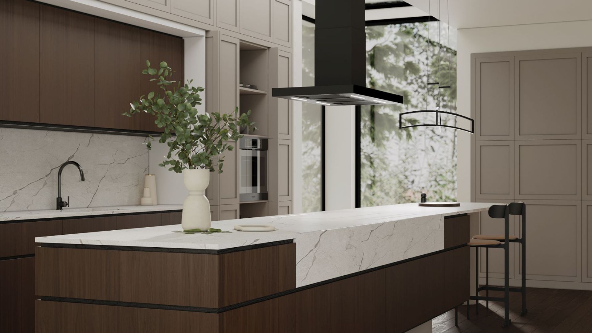 Вытяжка островная Sento Eco Island Black Matt - Черный мат - Визуализации 2